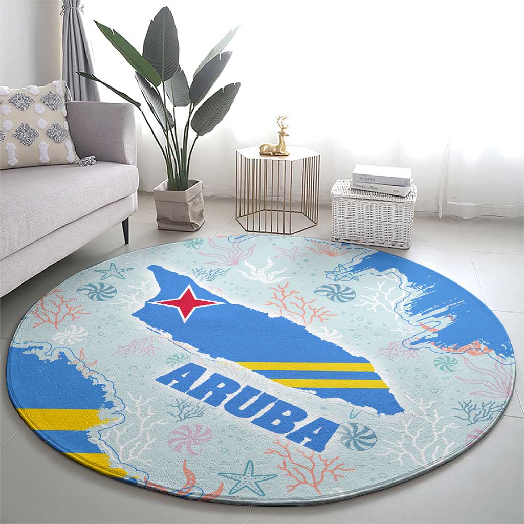 Aruba Round Carpet with Marine Patterns – Ocean-Inspired Design