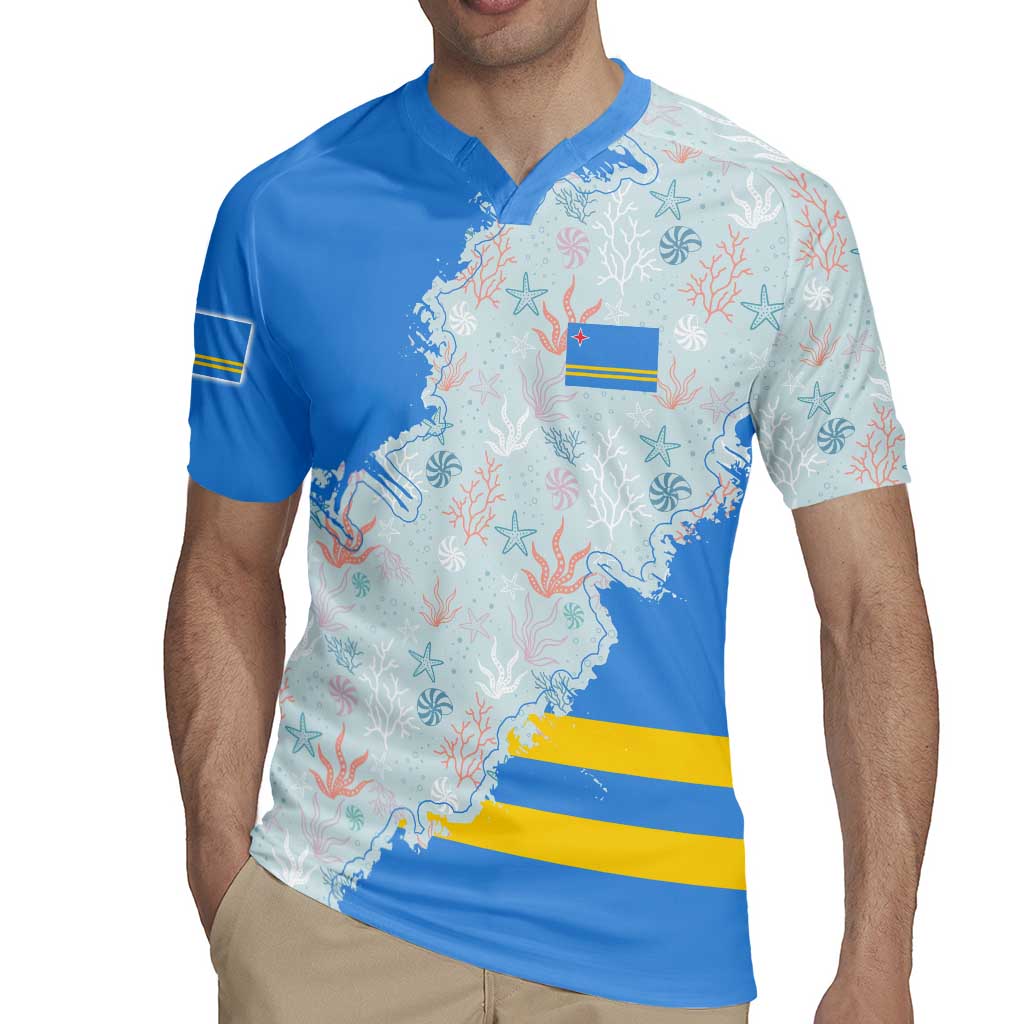 Aruba Rugby Jersey with Marine Patterns – Ocean-Inspired Design