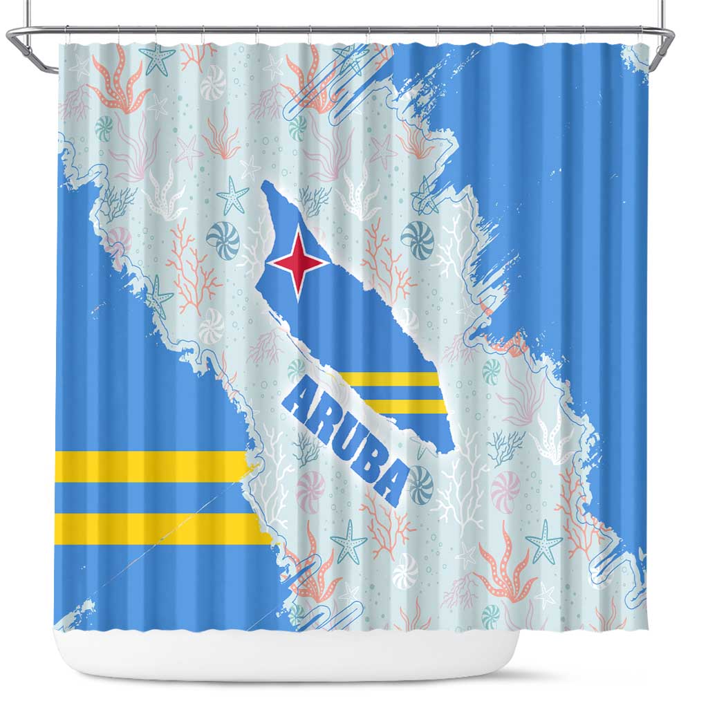 Aruba Shower Curtain with Marine Patterns – Ocean-Inspired Design