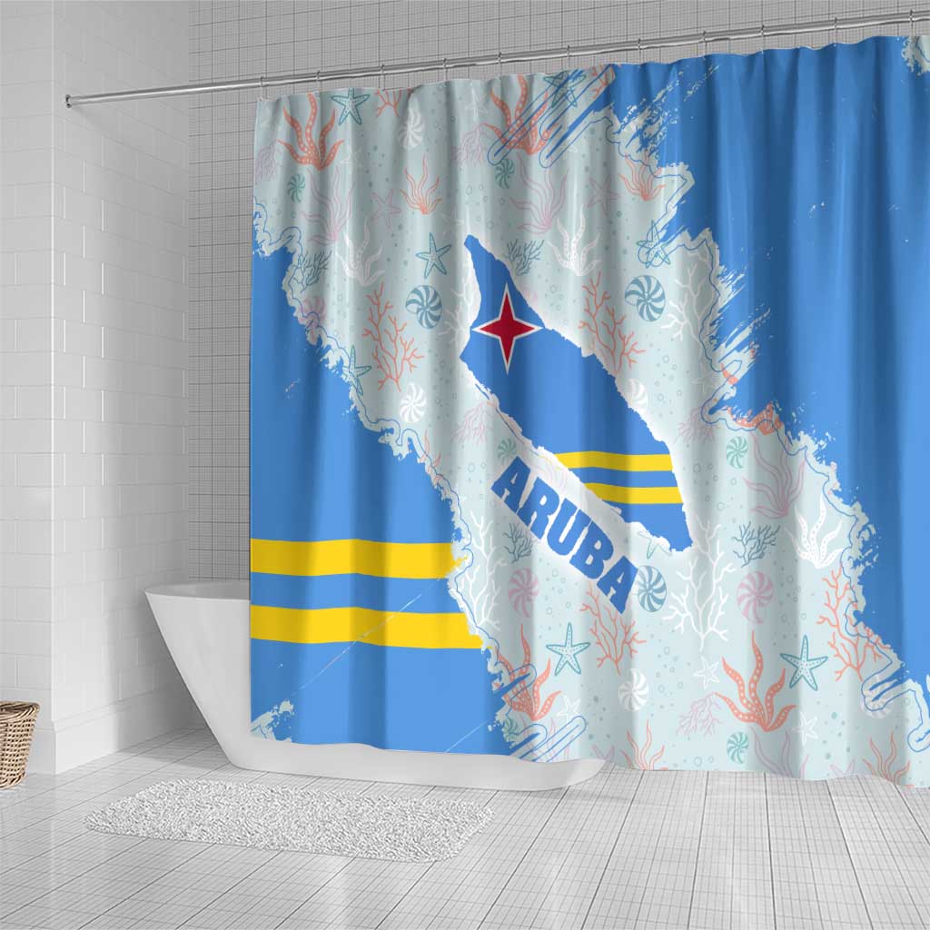 Aruba Shower Curtain with Marine Patterns – Ocean-Inspired Design