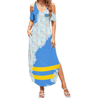 Aruba Summer Maxi Dress with Marine Patterns – Ocean-Inspired Design