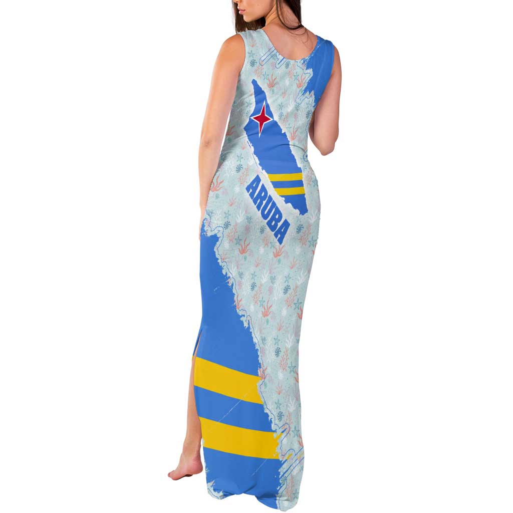Aruba Tank Maxi Dress with Marine Patterns – Ocean-Inspired Design