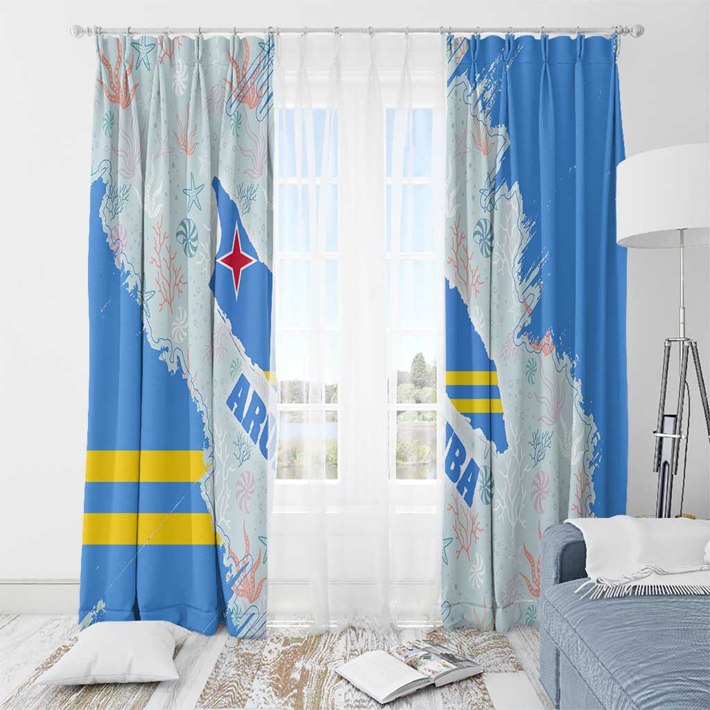 Aruba Window Curtain with Marine Patterns – Ocean-Inspired Design