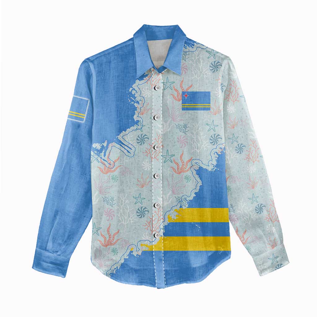 Aruba Women Casual Shirt with Marine Patterns – Ocean-Inspired Design