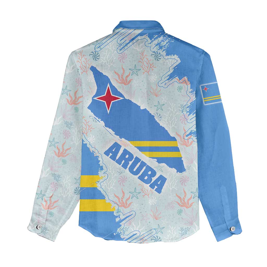 Aruba Women Casual Shirt with Marine Patterns – Ocean-Inspired Design