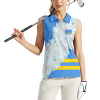 Aruba Women Sleeveless Polo Shirt with Marine Patterns – Ocean-Inspired Design