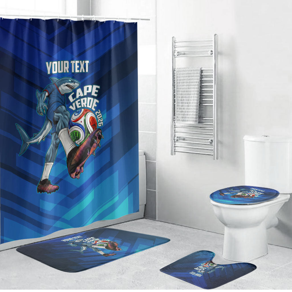 Personalized Cape Verde Football Bathroom Set Blue Shark Mascot Cabo Verdean - Gradient Art