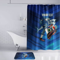 Personalized Cape Verde Football Bathroom Set Blue Shark Mascot Cabo Verdean - Gradient Art
