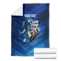 Personalized Cape Verde Football Blanket Blue Shark Mascot Cabo Verdean - Gradient Art
