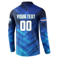 Personalized Cape Verde Football Button Sweatshirt Blue Shark Mascot Cabo Verdean - Gradient Art