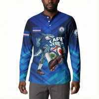 Personalized Cape Verde Football Button Sweatshirt Blue Shark Mascot Cabo Verdean - Gradient Art