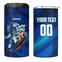 Personalized Cape Verde Football 4 in 1 Can Cooler Tumbler Blue Shark Mascot Cabo Verdean - Gradient Art