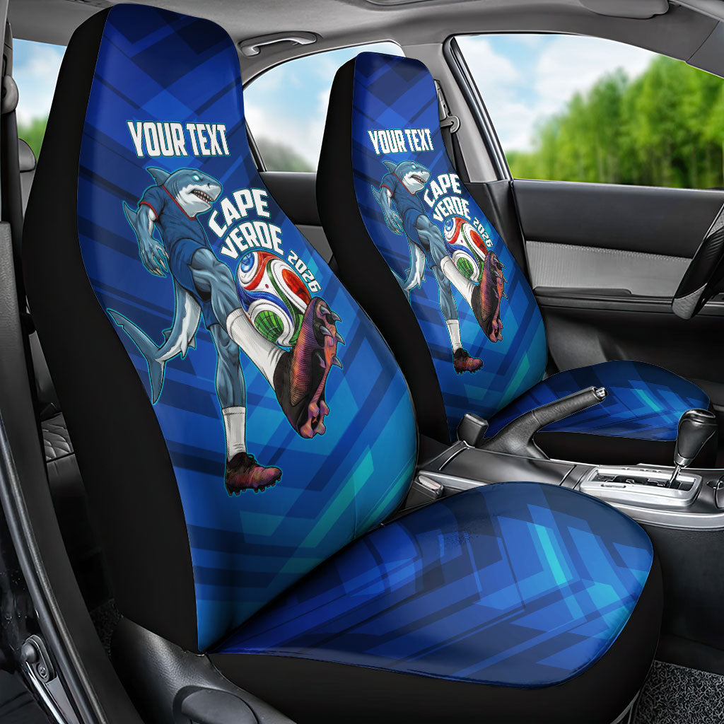 Personalized Cape Verde Football Car Seat Cover Blue Shark Mascot Cabo Verdean - Gradient Art