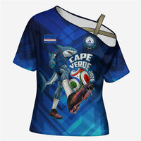 Personalized Cape Verde Football Cross Shoulder Shirt Blue Shark Mascot Cabo Verdean - Gradient Art