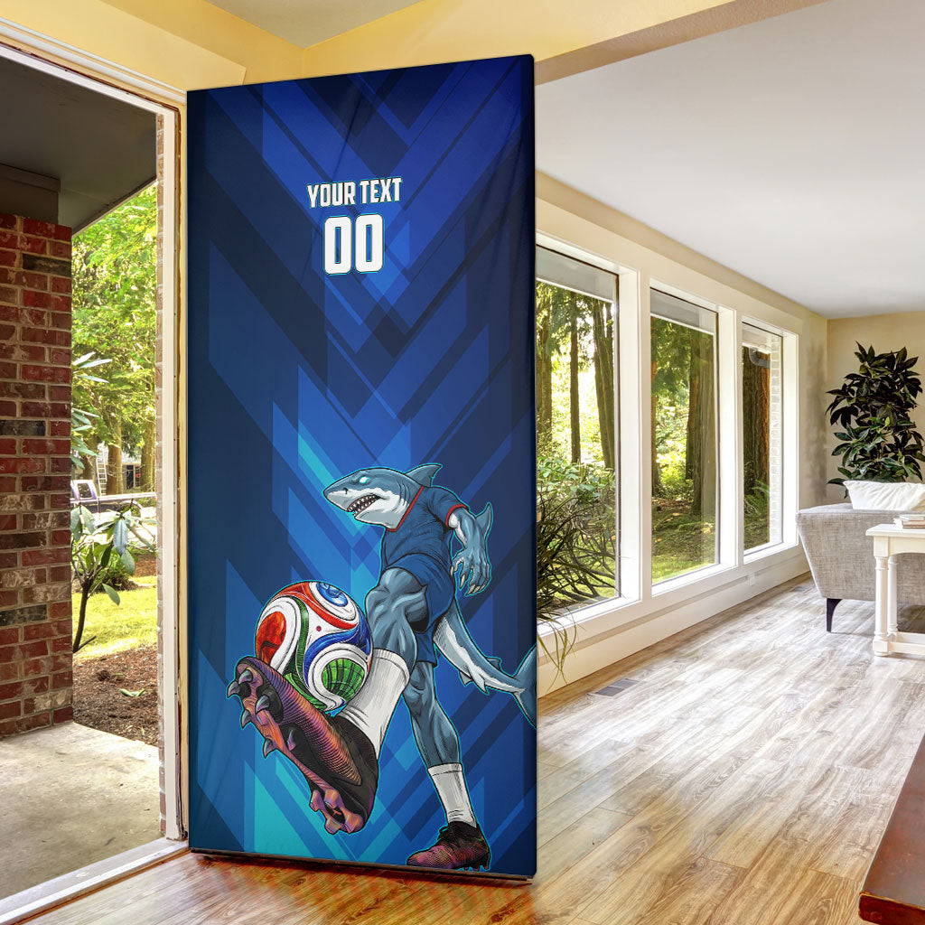 Personalized Cape Verde Football Door Cover Blue Shark Mascot Cabo Verdean - Gradient Art