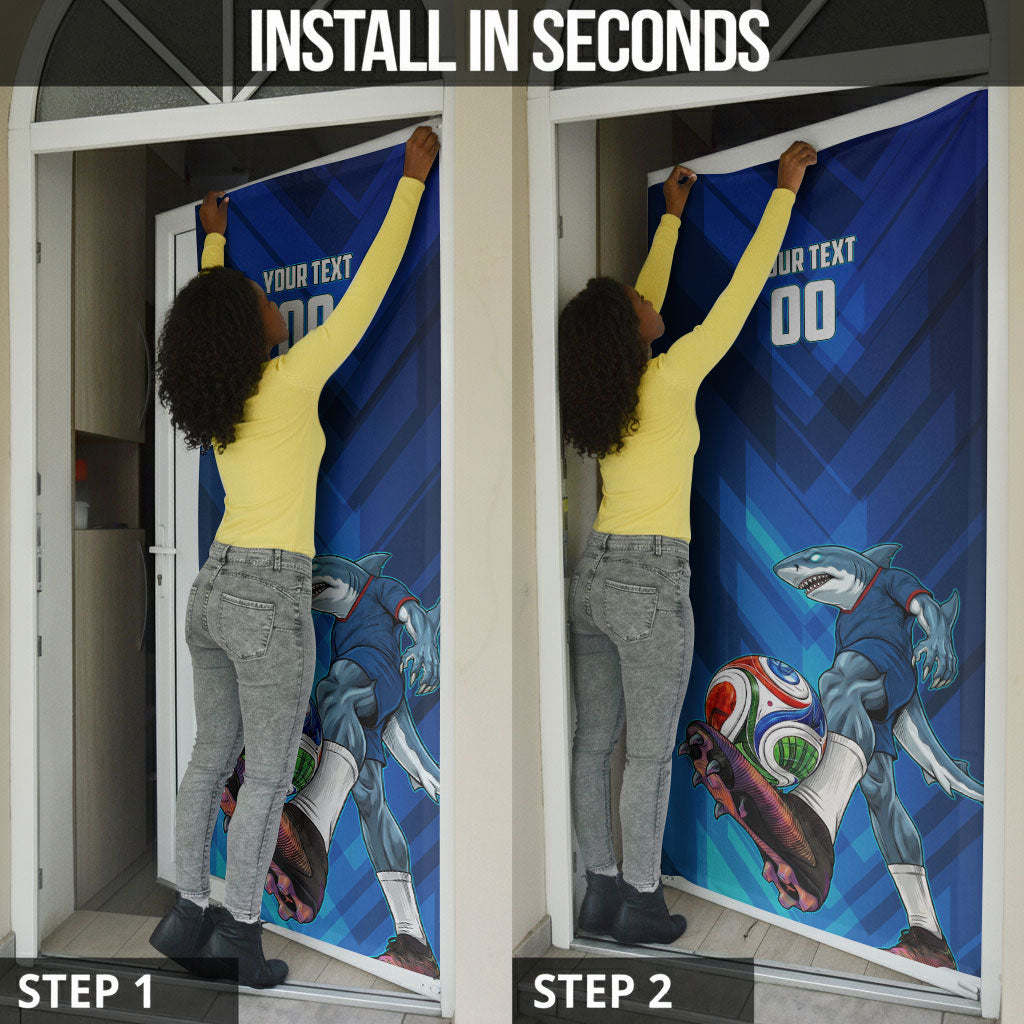 Personalized Cape Verde Football Door Cover Blue Shark Mascot Cabo Verdean - Gradient Art