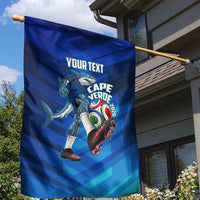 Personalized Cape Verde Football Garden Flag Blue Shark Mascot Cabo Verdean - Gradient Art