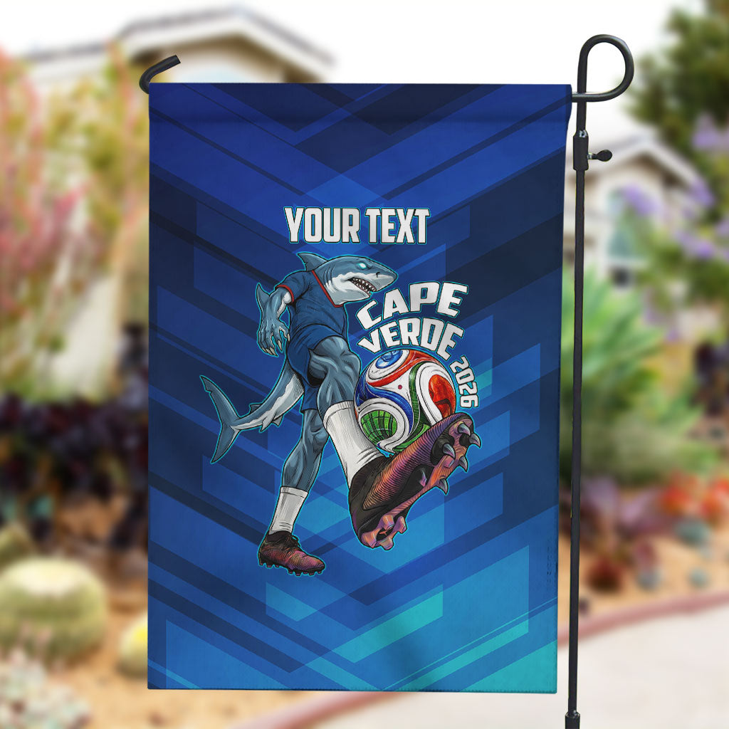 Personalized Cape Verde Football Garden Flag Blue Shark Mascot Cabo Verdean - Gradient Art