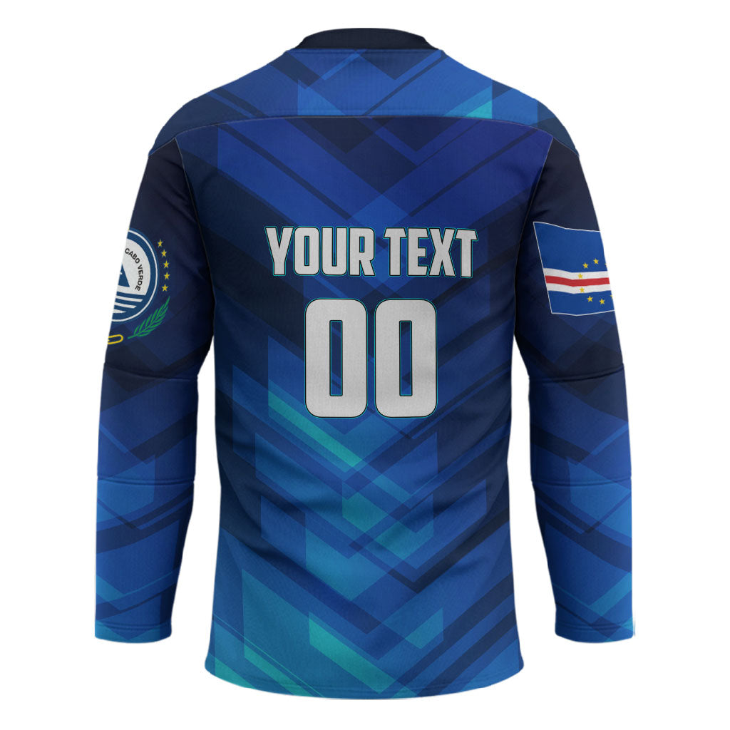 Personalized Cape Verde Football Hockey Jersey Blue Shark Mascot Cabo Verdean - Gradient Art