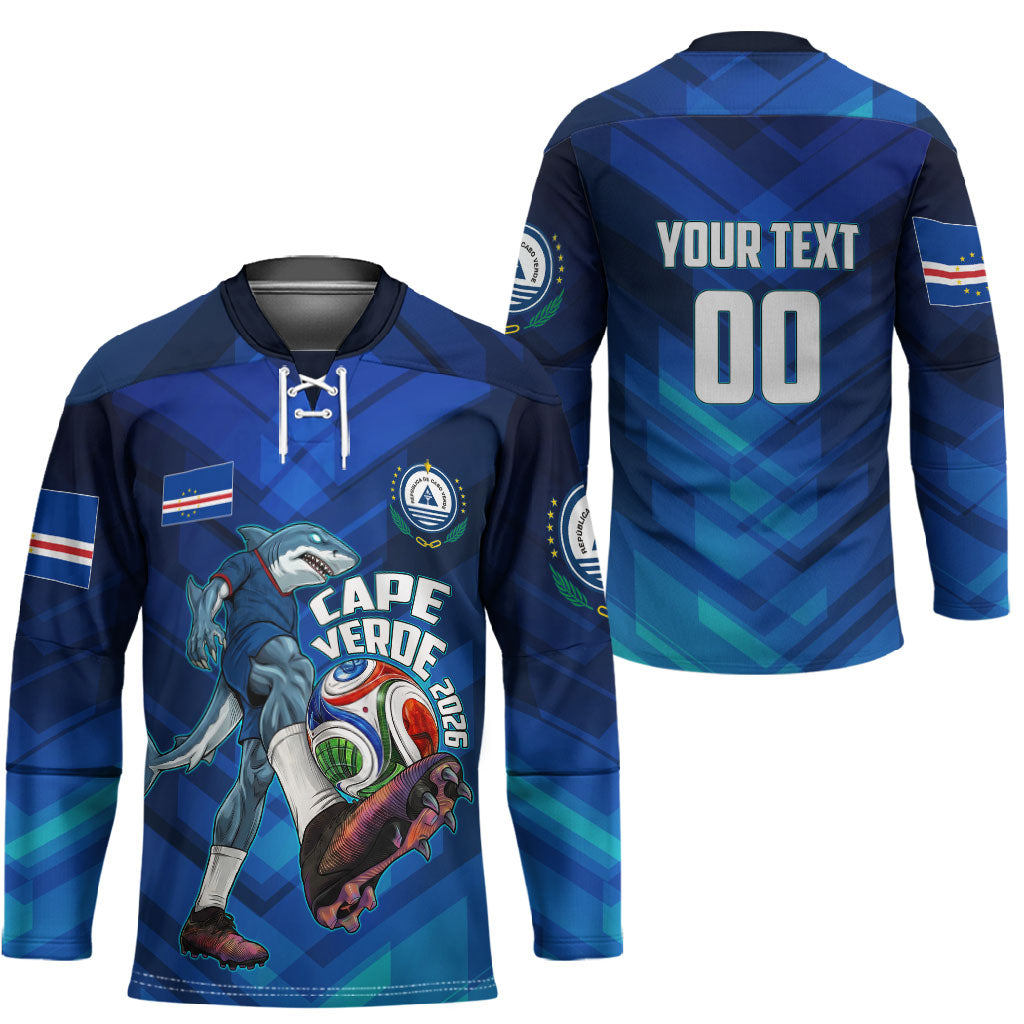Personalized Cape Verde Football Hockey Jersey Blue Shark Mascot Cabo Verdean - Gradient Art