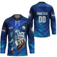 Personalized Cape Verde Football Hockey Jersey Blue Shark Mascot Cabo Verdean - Gradient Art