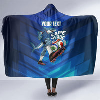 Personalized Cape Verde Football Hooded Blanket Blue Shark Mascot Cabo Verdean - Gradient Art