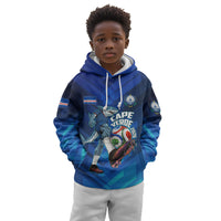 Personalized Cape Verde Football Kid Hoodie Blue Shark Mascot Cabo Verdean - Gradient Art