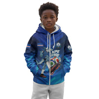 Personalized Cape Verde Football Kid Hoodie Blue Shark Mascot Cabo Verdean - Gradient Art