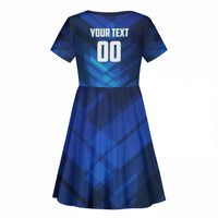 Personalized Cape Verde Football Kid Short Sleeve Dress Blue Shark Mascot Cabo Verdean - Gradient Art