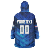 Personalized Cape Verde Football Kid Wearable Blanket Hoodie Blue Shark Mascot Cabo Verdean - Gradient Art