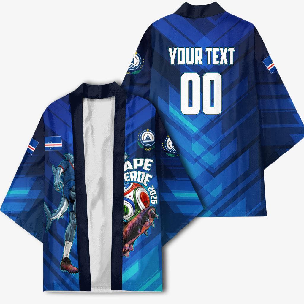 Personalized Cape Verde Football Kimono Blue Shark Mascot Cabo Verdean - Gradient Art