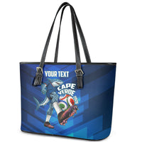 Personalized Cape Verde Football Leather Tote Bag Blue Shark Mascot Cabo Verdean - Gradient Art