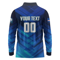 Personalized Cape Verde Football Long Sleeve Polo Shirt Blue Shark Mascot Cabo Verdean - Gradient Art