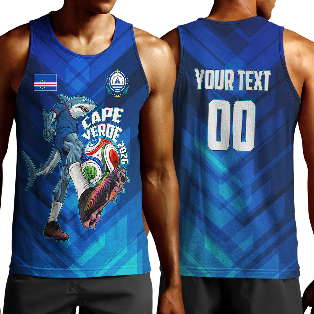 Personalized Cape Verde Football Men Tank Top Blue Shark Mascot Cabo Verdean - Gradient Art