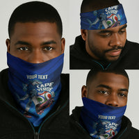 Personalized Cape Verde Football Neck Gaiter Blue Shark Mascot Cabo Verdean - Gradient Art