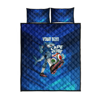Personalized Cape Verde Football Quilt Bed Set Blue Shark Mascot Cabo Verdean - Gradient Art