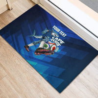 Personalized Cape Verde Football Rubber Doormat Blue Shark Mascot Cabo Verdean - Gradient Art