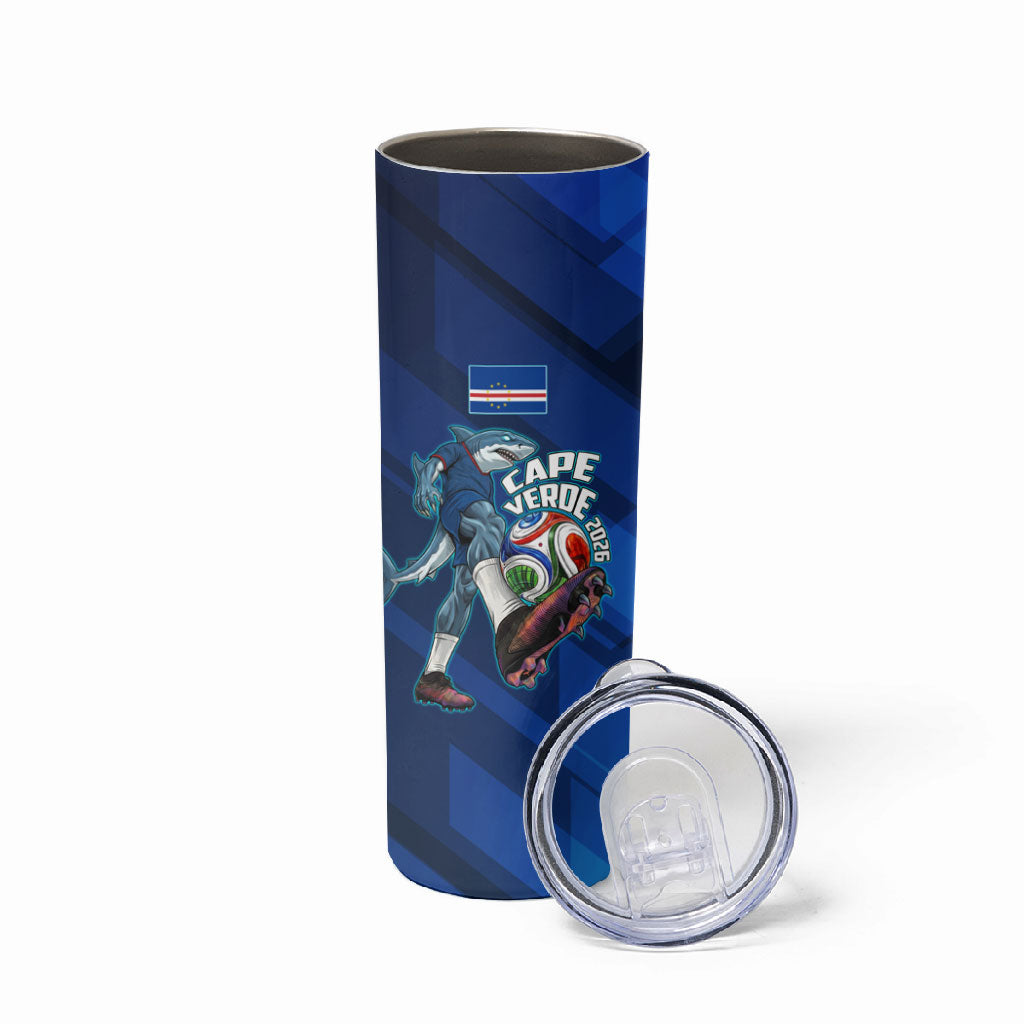 Personalized Cape Verde Football Skinny Tumbler Blue Shark Mascot Cabo Verdean - Gradient Art