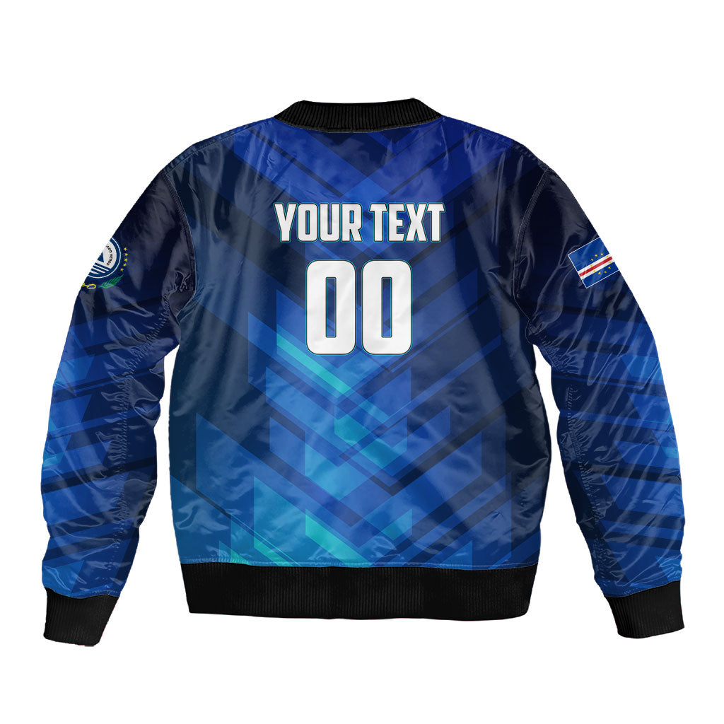 Personalized Cape Verde Football Sleeve Zip Bomber Jacket Blue Shark Mascot Cabo Verdean - Gradient Art