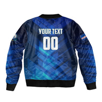 Personalized Cape Verde Football Sleeve Zip Bomber Jacket Blue Shark Mascot Cabo Verdean - Gradient Art