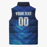 Personalized Cape Verde Football Sleeveless Puffer Jacket Blue Shark Mascot Cabo Verdean - Gradient Art