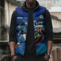 Personalized Cape Verde Football Sleeveless Puffer Jacket Blue Shark Mascot Cabo Verdean - Gradient Art