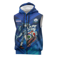 Personalized Cape Verde Football Sleeveless Zip Hoodie Blue Shark Mascot Cabo Verdean - Gradient Art
