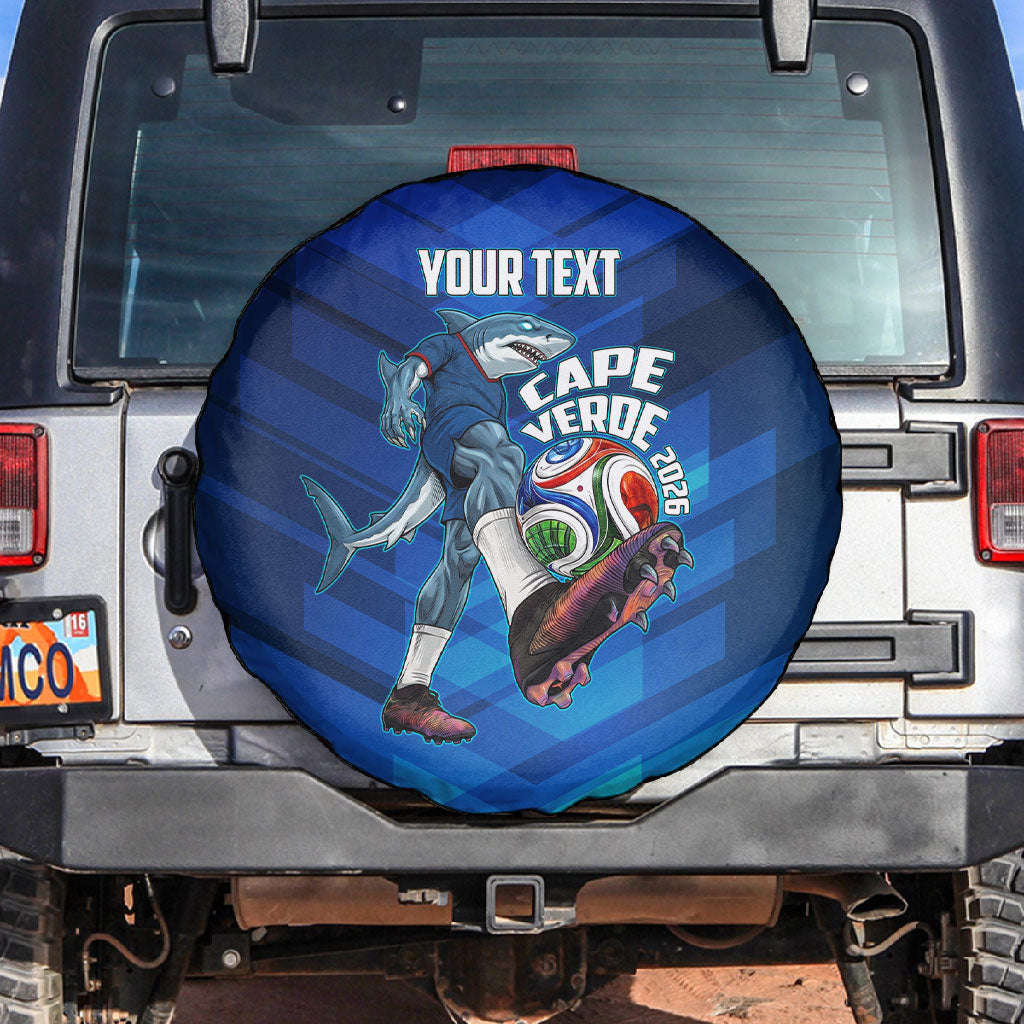 Personalized Cape Verde Football Spare Tire Cover Blue Shark Mascot Cabo Verdean - Gradient Art
