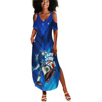 Personalized Cape Verde Football Summer Maxi Dress Blue Shark Mascot Cabo Verdean - Gradient Art
