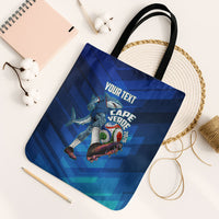 Personalized Cape Verde Football Tote Bag Blue Shark Mascot Cabo Verdean - Gradient Art