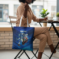 Personalized Cape Verde Football Tote Bag Blue Shark Mascot Cabo Verdean - Gradient Art