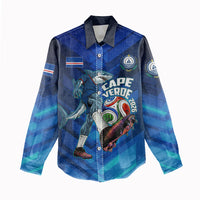 Personalized Cape Verde Football Women Casual Shirt Blue Shark Mascot Cabo Verdean - Gradient Art