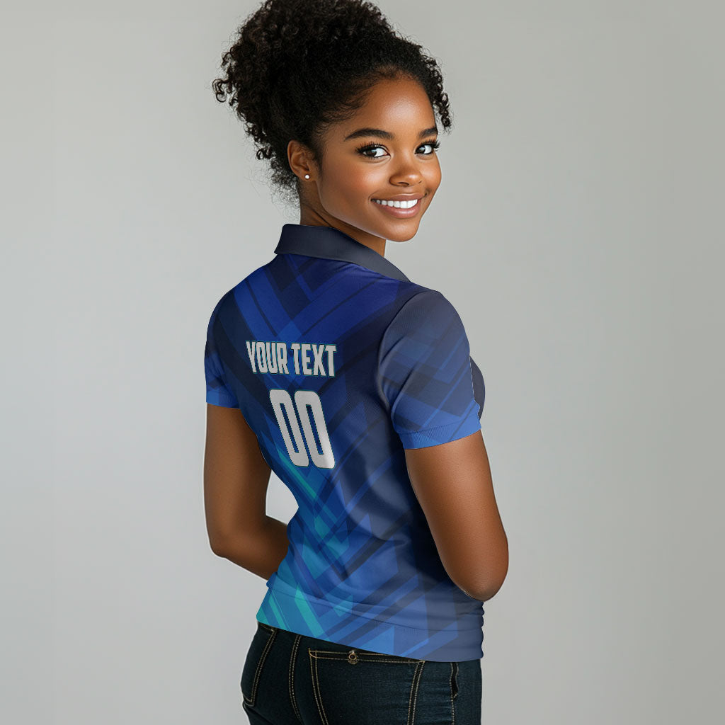 Personalized Cape Verde Football Women Polo Shirt Blue Shark Mascot Cabo Verdean - Gradient Art