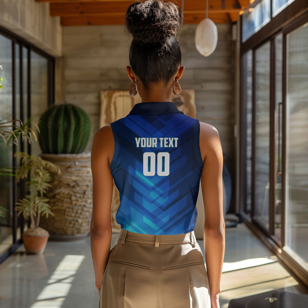 Personalized Cape Verde Football Women Sleeveless Polo Shirt Blue Shark Mascot Cabo Verdean - Gradient Art